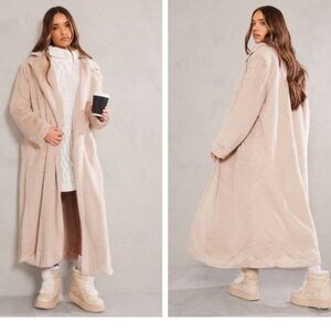 Pretty Little Thing - faux fur maxi coat M